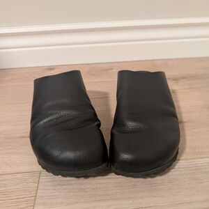 Black Leather Slip-On Shoes